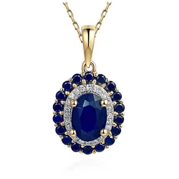 Złota Zawieszka Szafir Diamenty pr 585 na Prezent