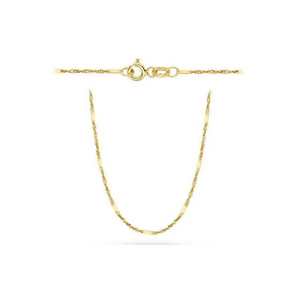 Złoty 585 Łańcuszek Singapur 50cm z Blaszkami