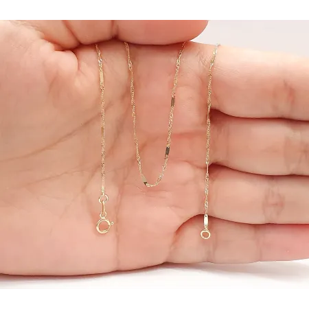 Złoty 585 Łańcuszek Singapur 50cm z Blaszkami