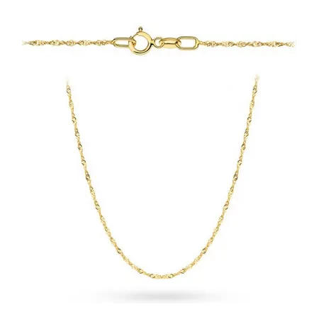 Złoty Damski Łańcuszek 585 Singapur 45cm Diament