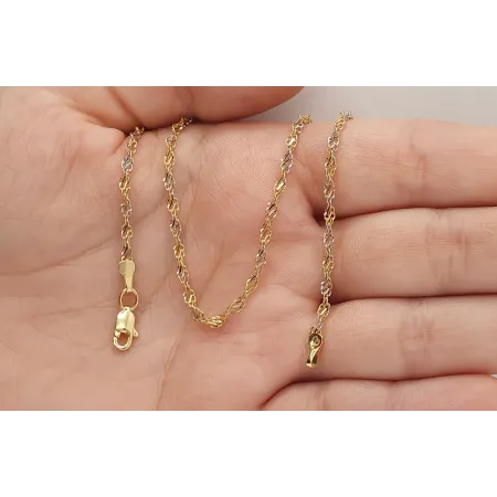 ZŁOTY 585 DWUKOLOROWY ŁAŃCUSZEK REBEKA 55 cm