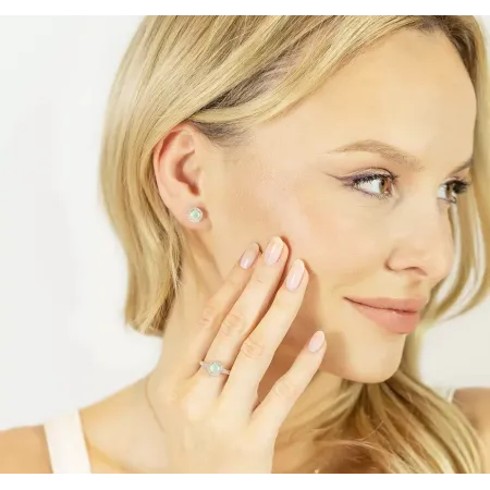 ZŁOTE KOLCZYKI OPALE I DIAMENTY PRÓBA 585