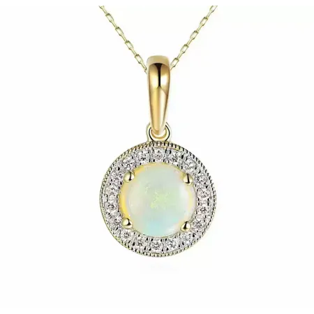 Złota Zawieszka Opal i Diamenty Próba 585