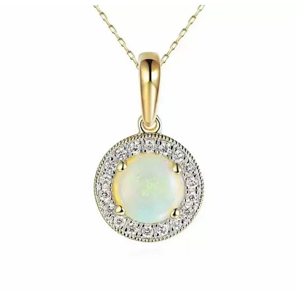 Złota Zawieszka Opal i Diamenty Próba 585