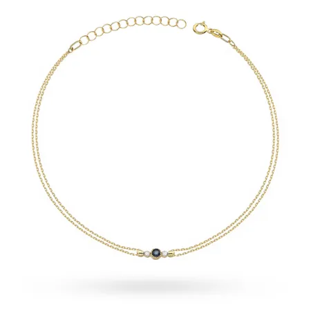 Złota Bransoletka 585 Szafir Brylanty Prezent