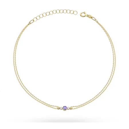 Złota Bransoletka 585 Tanzanit i Brylanty Prezent