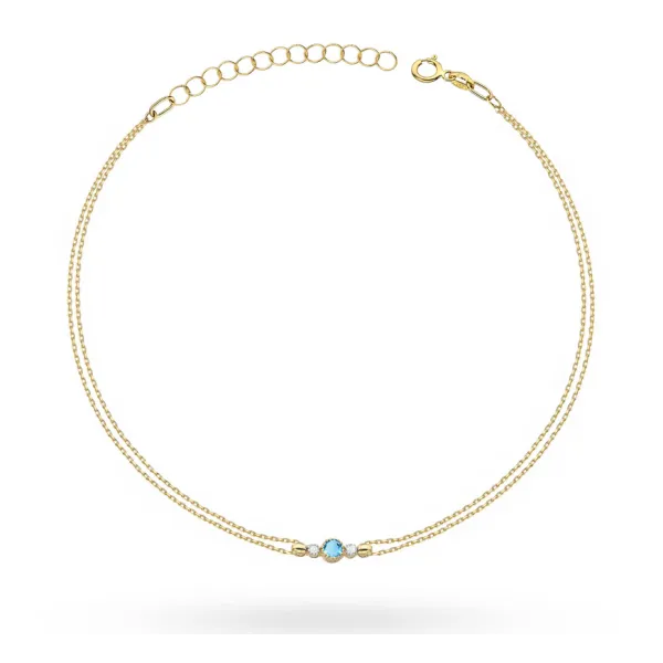 Złota Bransoletka 585 Topaz i Brylanty Prezent