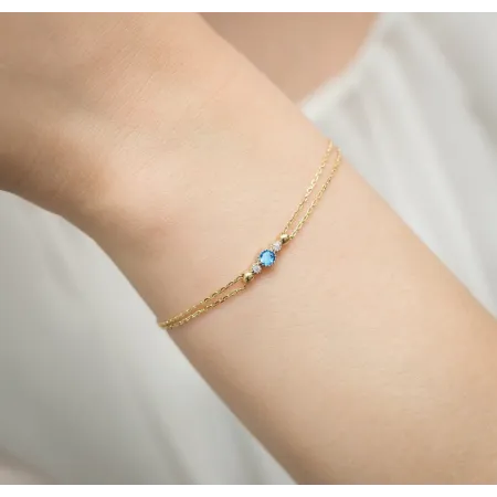 Złota Bransoletka 585 Topaz i Brylanty Prezent