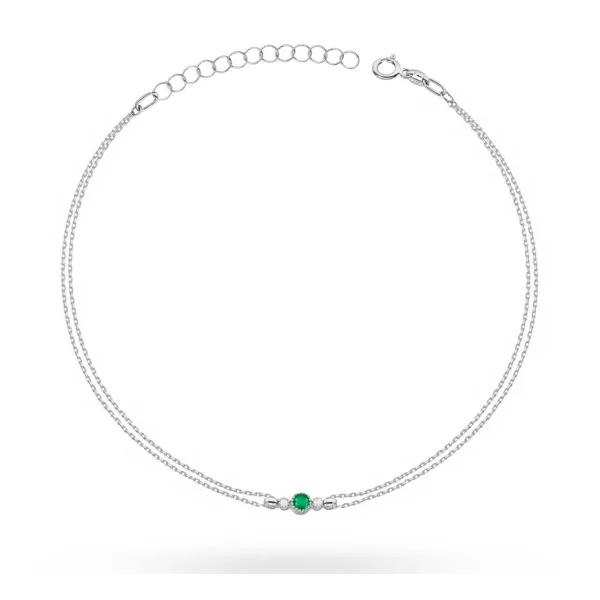 Złota Bransoletka 585 Szmaragd Brylanty BZ 