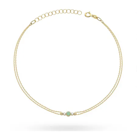 Złota Bransoletka 585 Szmaragd i Brylanty 