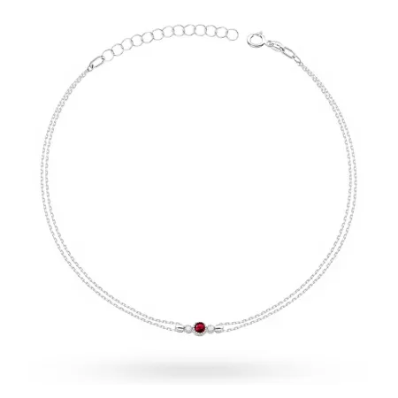 Złota Bransoletka 585 Rubin i Brylanty