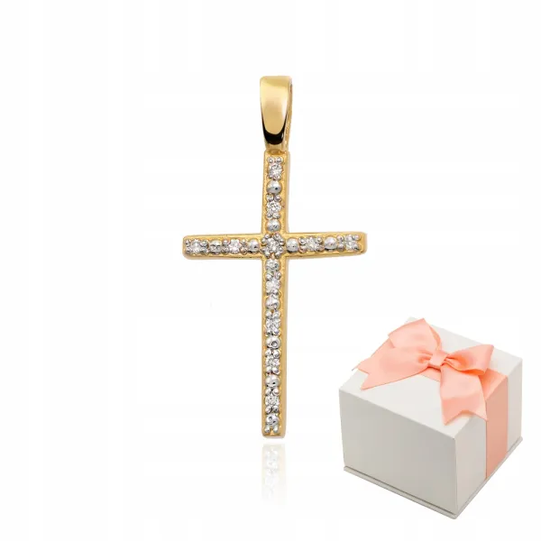 Złota Zawieszka Krzyżyk Brylanty Próba 585 