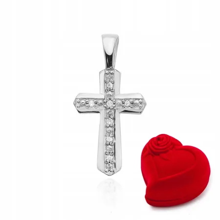 Zawieszka Białe Złoto Krzyżyk Brylanty Próba 585