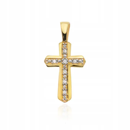 Zawieszka Białe Złoto Krzyżyk Brylanty Próba 585