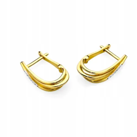 Złote Eleganckie 585 Kolczyki z Diamentami Prezent