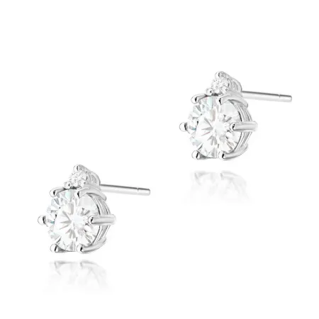 Złote 585 Kolczyki Biały Szafir Diamenty BZ 