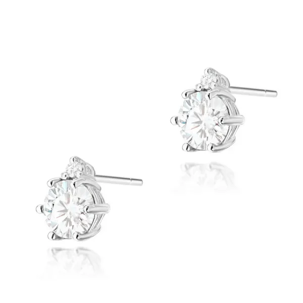 Złote 585 Kolczyki Biały Szafir Diamenty BZ 