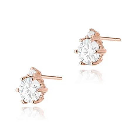 Złote 585 Kolczyki Biały Szafir Diamenty Różowe Zł