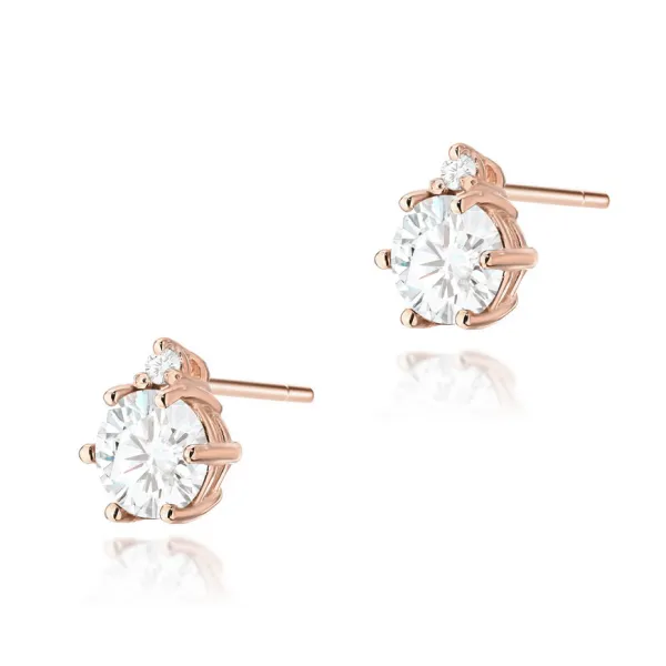 Złote 585 Kolczyki Biały Szafir Diamenty Różowe Zł