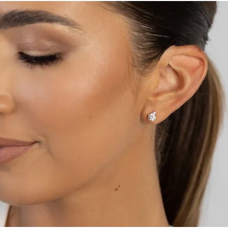 Złote 585 Kolczyki Diament Laboratoryjny 2x0,5ct