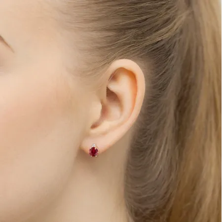 Złote 585 Kolczyki Rubin i Diamenty