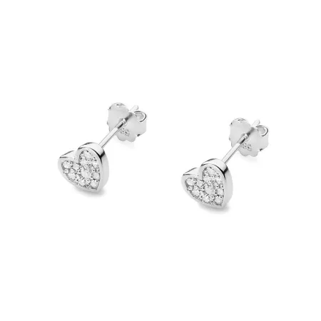 Złote 585 Delikatne Kolczyki Serca Diament Prezent