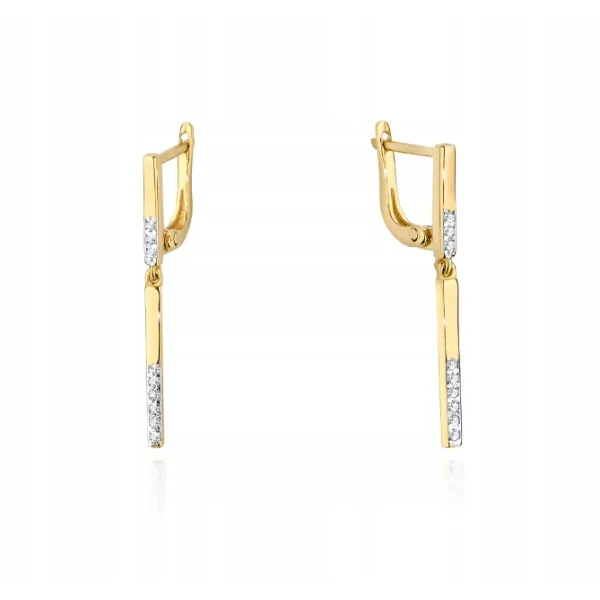 Złote Eleganckie 585 Kolczyki z Diamentami Prezent