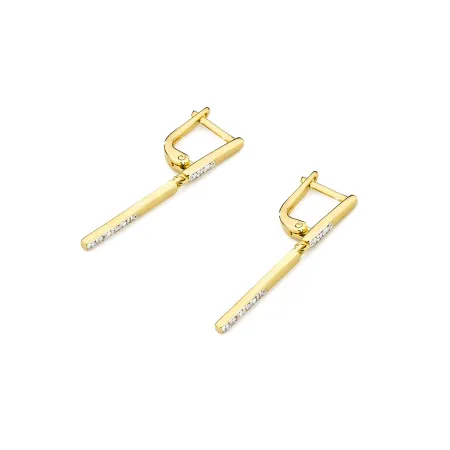 Złote Eleganckie 585 Kolczyki z Diamentami Prezent