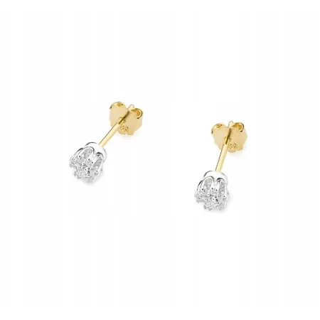 Złote 585 Delikatne Kolczyki z Diamentami Sztyft