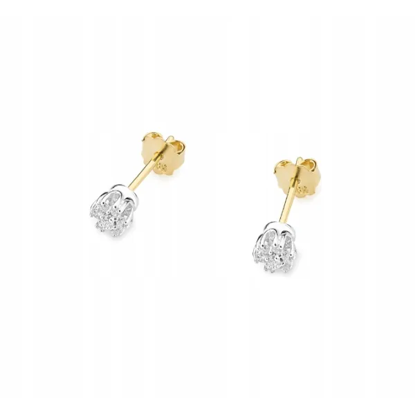Złote 585 Delikatne Kolczyki z Diamentami Sztyft