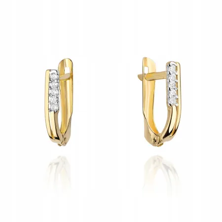 Złote Kolczyki z Diamentami Próba 585 Prezent