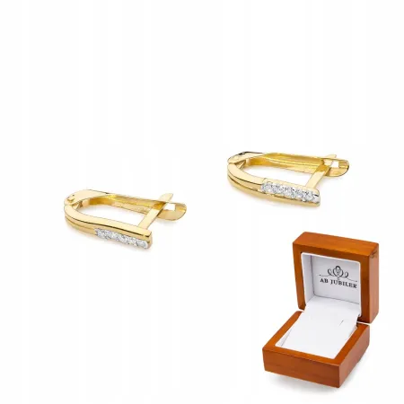 Złote Kolczyki z Diamentami Próba 585 Prezent