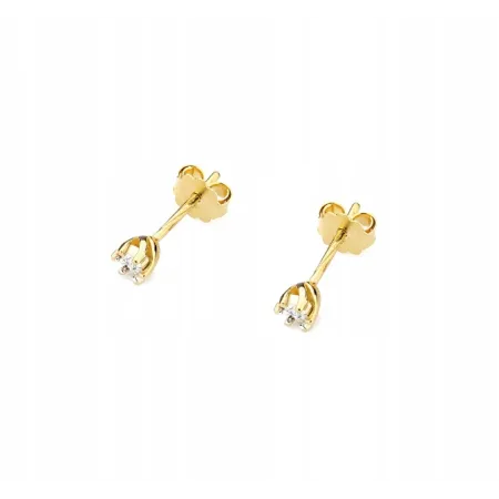 Złote Delikatne Kolczyki Diamenty Próba 585