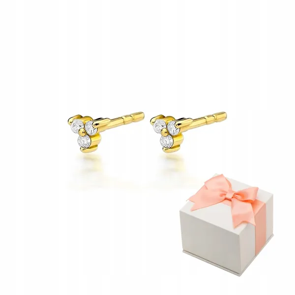 Delikatne Złote 585 Kolczyki z Diamentami Prezent