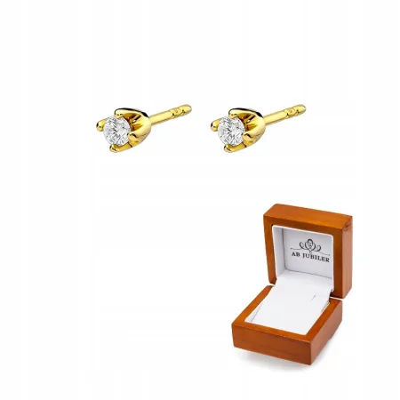 Złote 585 Kolczyki Brylanty 0,20ct Sztyft Prezent
