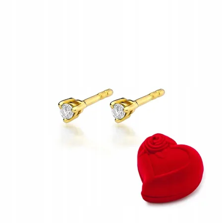 Złote Kolczyki z Diamentem Próba 585 na Prezent