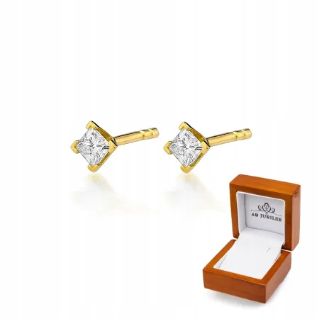 Delikatne Złote Kolczyki z Diamentem Próba 585