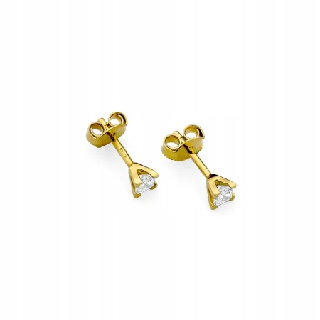 Delikatne Złote Kolczyki z Diamentem Próba 585