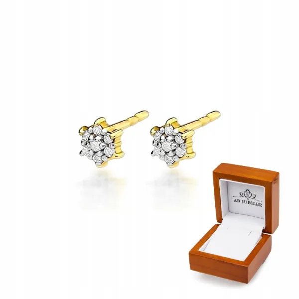 Złote 585 Kolczyki Gwiazdki z Diamentami Sztyft