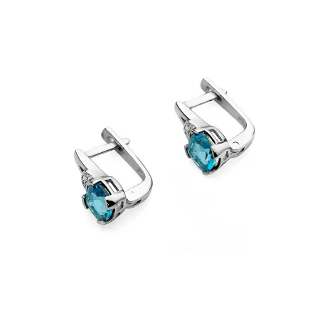 Złote Kolczyki z Topazem i Diamentami Próba 585