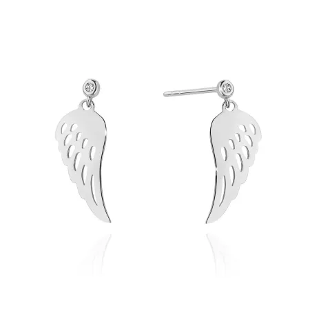 Złote 585 Kolczyki Skrzydła Anioła Diamenty Sztyft
