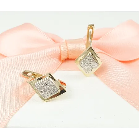 Eleganckie Złote Kolczyki Diamenty Próba 585