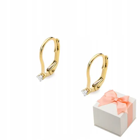 Złote 585 Kolczyki z Diamentami 0,08ct Prezent