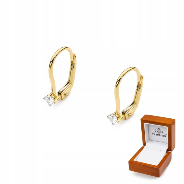 Złote Kolczyki z Diamentem 0,14ct Próba 585