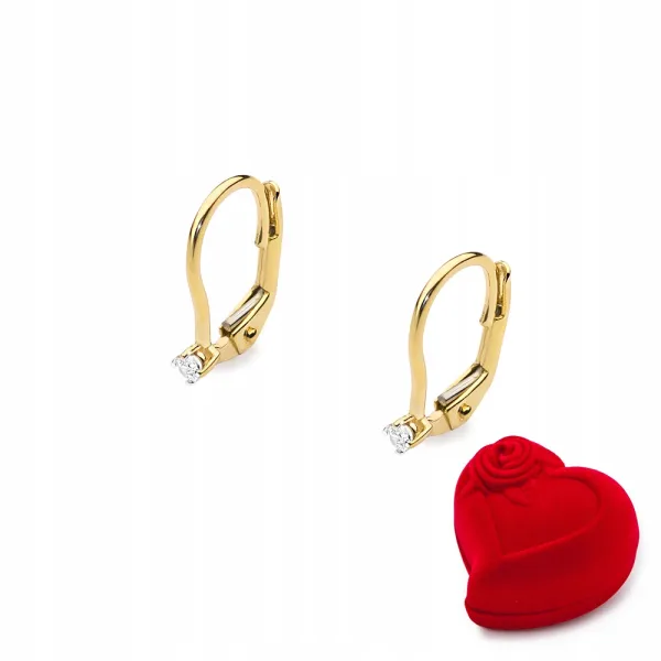 Złote Delikatne 14K Kolczyki z Diamentem 0,06ct