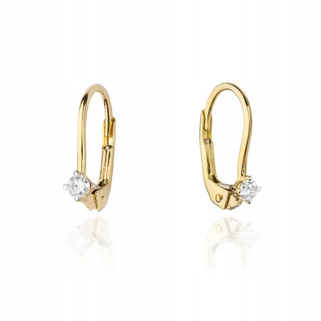 Złote Delikatne 14K Kolczyki z Diamentem 0,06ct