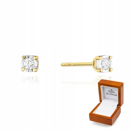 Delikatne Kolczyki z Diamentem 0,16ct Próba 585