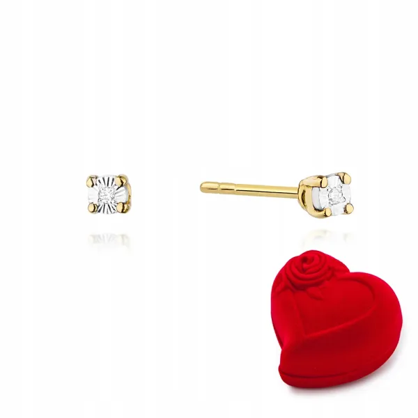 Delikatne Złote 585 Kolczyki z Diamentami