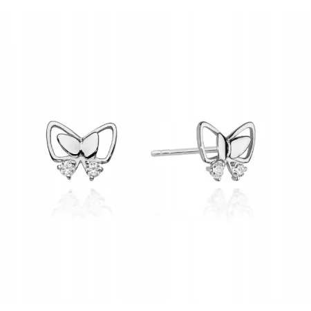 Złote 585 Kolczyki z Diamentami Motylek na Prezent