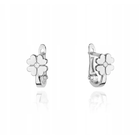 Złote Kolczyki Koniczyna z Diamentem Próba 585